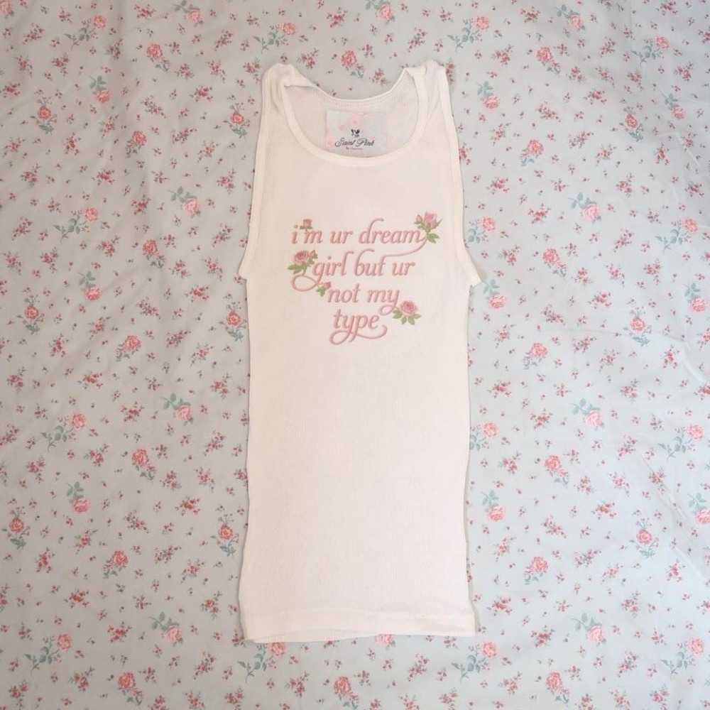 y2k dream girl slogan tank rose graphic ribbed cami - Picture 5 of 5